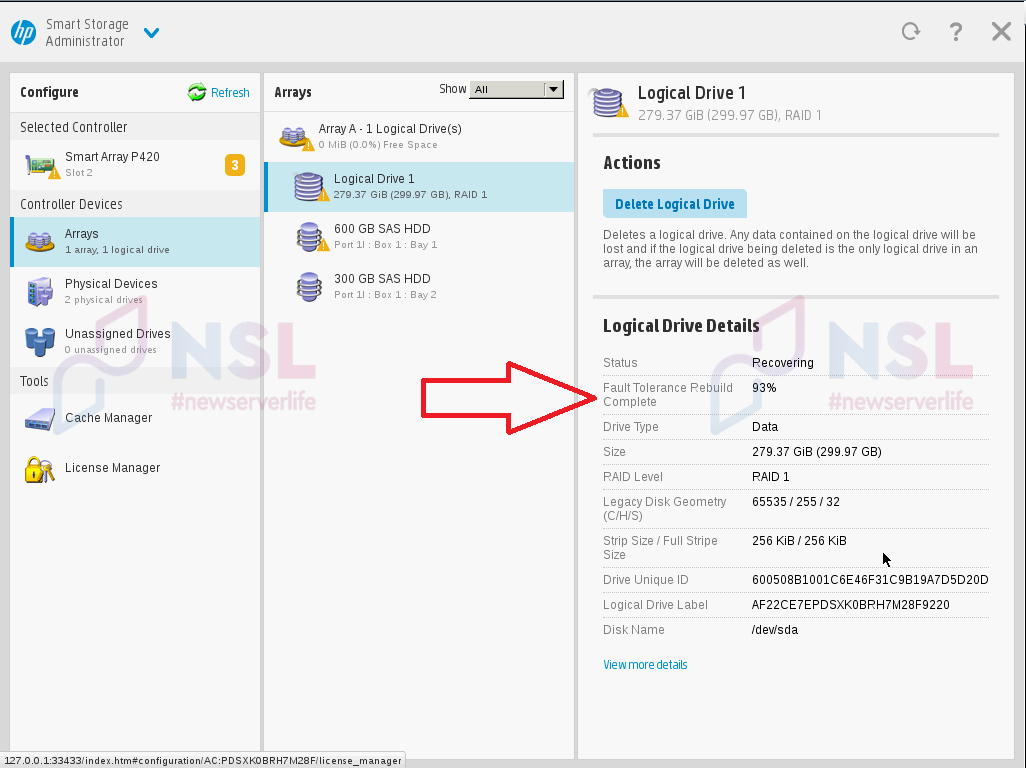 How to Increase the Logical Disk Space in a Working RAID on an HP Server