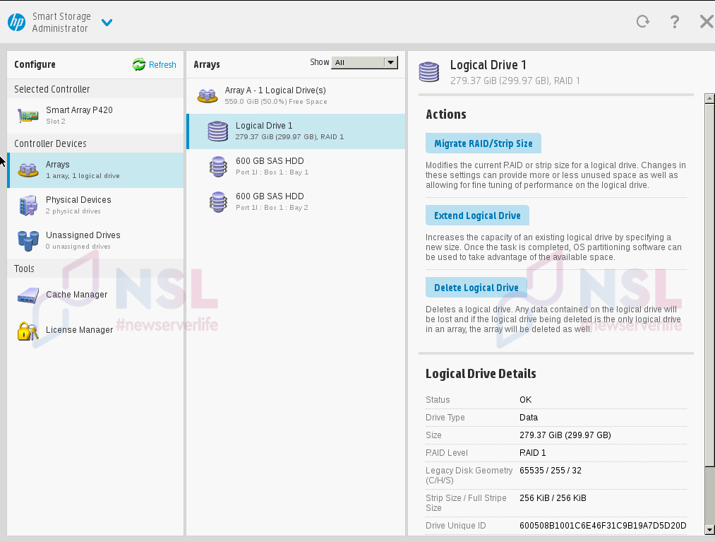 How to Increase the Logical Disk Space in a Working RAID on an HP Server